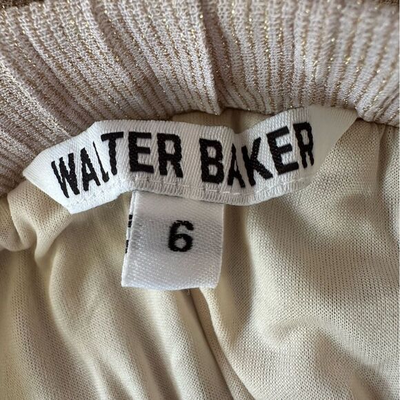 Walter Baker Midi Pull On Skirt Pleated Shimmer Beige Women’s 6 Ballet - Picture 8 of 10